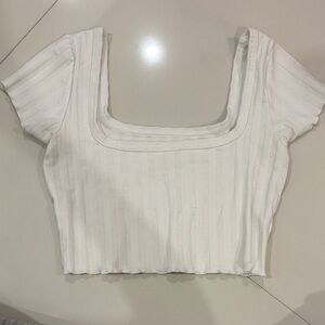American Eagle/Aerie Outfitters White Ribbed Crop Top